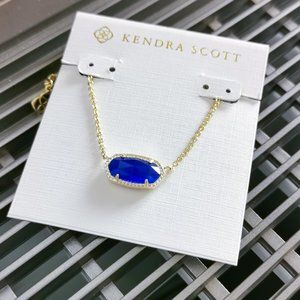 Kendra Scott Elisa Necklace Gold Cobalt Cat's Eye